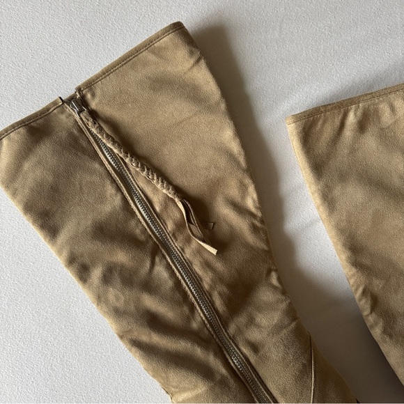 Journee Collection Suede Knee-High Boots | Wide Calf | Block Heel | 9.5 - Picture 2 of 6